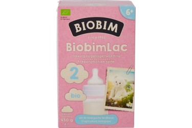 Biologische zuigelingenmelk v.a. 6 maand Voordeelverpakking (Biobimlac 2, 4 x 450 gram) 