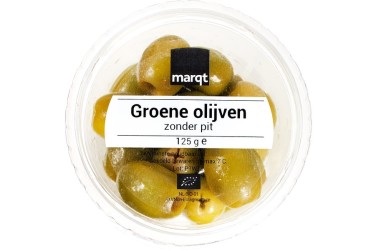 Biologische Groene Olijven (Marqt, 125 gram)