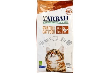 Biologische Droogvoer Graanvrij met Kip & Vis voor katten Voordeelverpakking (Yarrah, 6 x 800 gram)