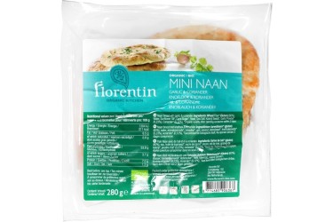 Biologisch Mini Naan Brood met knoflook en koriander (Florentin, 280 gram) 